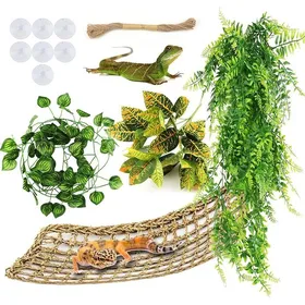 Meilleurs prix pour Dragon Barbu Ha Naturel Ha Repti avec Artificiel Vignes d escalade et Terrarium Plante Brahe Decorative