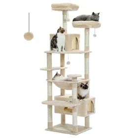 Meilleurs prix pour Arbre à Chat Géant 184 cm avec Griffoir et Condo Beige L