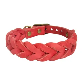 Meilleurs prix pour Colliers pour chiens en cuir véritable Colliers pour chiens en cuir tressé durables pour chiens de petite, moyenne et grande taille Accessoires pour chiens de berger allemand S neck 27-34cm rouge