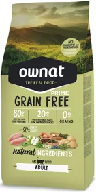 Comparer les prix de OWNAT PRIME Grain Free Adult sans céréales poulet & dinde pour chat adulte - 8kg
