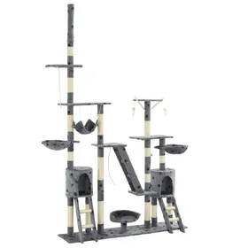 Comparer les prix de vidaXL Arbre à chat et griffoirs 230-250 cm Empreintes de pattes Gris