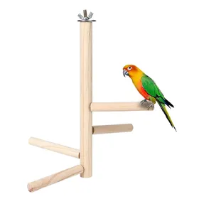 Meilleurs prix pour Support en Bois pour Cage à Oiseaux Perchoir pour Perroquet Supports d'Entraînement ou pour Perruches Inséparables Calopsittes Rack de Repos beige