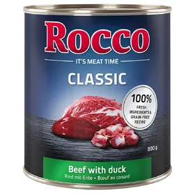 Comparer les prix de 6x800g Rocco Classic Boeuf, canard - Pâtée pour chien