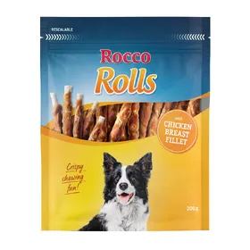 Meilleurs prix pour 200g Rolls Bâtonnets à mâcher filet de poulet Rocco - Friandises pour Chien