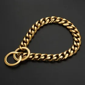 Comparer les prix de Collier pour chien en chaîne dorée de 15 mm de large, en métal robuste, à maillons cubains, chaîne coulissante pour chien, collier pour chien, accessoires de bijoux pour animaux de compagnie à la mode 32inch (81cm) -15MM