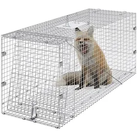Comparer les prix de Piège pour Animaux Vivants-VEVOR-1270x508x660mm Cage Trappe Chat Pliable Fil Fer Galvanisé Sans Cruauté-pour Tatous Chats Errants