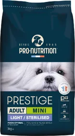 Comparer les prix de PRO-NUTRITION PRESTIGE Mini Light & Sterilized pour Chien Adulte de Petite Taille Stérilisé ou en Surpoids