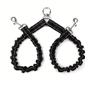 Meilleurs prix pour Laisses doubles pour chien de compagnie, sans enchevêtrement, coupleur, laisse réfléchissante réglable pour la sécurité nocturne des animaux de compagnie noir