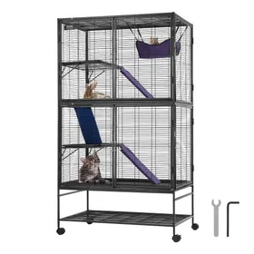 Comparer les prix de VEVOR Cage à furet en métal roulante 1640 mm, grande cage pour petits animaux à 4 niveaux avec rampes et plateau, pour rats de compagnie, hamster, cochon d'Inde, chinchilla, écureuil, hérisson, lapin