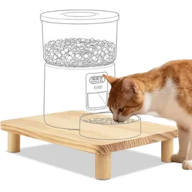 Comparer les prix de Support distributeur croquettes chat 34 3x20x6 1 cm hauteur 9 2 cm bois massif antidérapant ergonomique réduit pression vertébrale