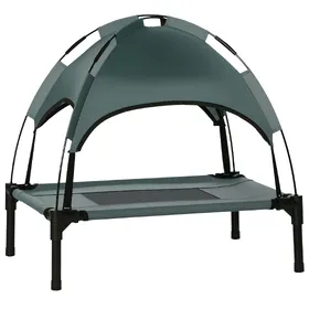 Meilleurs prix pour Lit pour chien chat sur pieds lit de camp lit surélevé rafraîchissant velum anti-UV Oxford micro-perforé parasol et sac de transport inclus dim. 61L x 46l x 61H cm gris noir