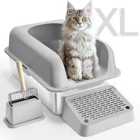 Comparer les prix de Bac à litière pour chat - VEVOR - XM-0011 - Prof. 152 4 mm - 60 L - Boîte inox intérieure