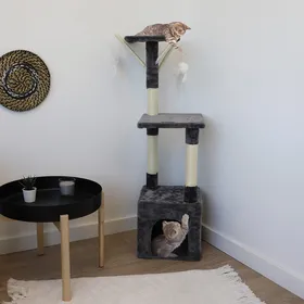 Comparer les prix de Arbre à chat pour chatons - 110 cm - Zolia Starflyer - Gris - 30x30x110cm