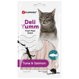 Comparer les prix de Flamingo Deli Yumm Pâte pour chat - thon, saumon (5 x 14 g)