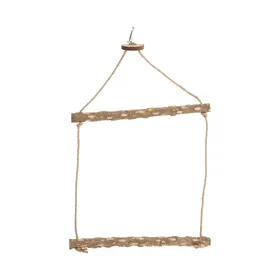 Comparer les prix de Grande Balançoire Cage à Oiseaux Bois Naturel Sûr Suspendu Oiseaux Debout Jouet à Mâcher pour Perroquets beige
