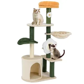Comparer les prix de Costway Arbre À Chat Multi-Niveaux À Fleurs Mignon, Perchoir Supérieur En Peluche, Condoe, Griffoir Et Planche En Sisal, Balle