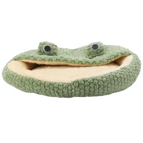 Meilleurs prix pour Caverne Ronde pour Chat avec Couverture à Capuche Décor Grenouille Peluche Douillette Chauffante Lit pour Chat Petit Lit pour Chien pour Chiots Et Chatons 50cm