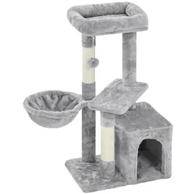 Meilleurs prix pour Yaheetech Petit Arbre à Chat Multiniveau Tour pour Chat avec Poteaux Griffoir Cordes Sisal Arbre à Grimper 87cm Gris Clair