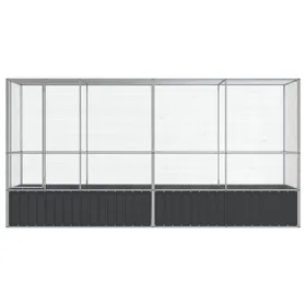Comparer les prix de Volière cage à oiseaux avec extension argenté 418,5 x 107 x 212 cm acier Argent 02_0045655