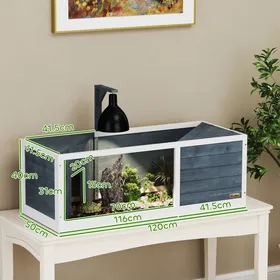 Meilleurs prix pour maison de tortue en bois enclos pour tortues avec deux maisons principales partie supérieure rabattable support de lumière pan