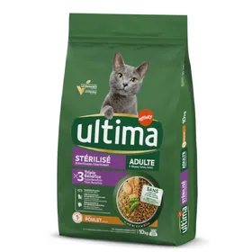 Comparer les prix de Stérilisé, poulet, orge Ultima - Croquettes pour chat