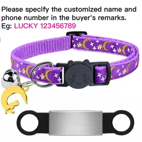 Comparer les prix de Collier Chat Lumineux Mignon pour Chiot Chaton Collier avec Plaque d'Identification Anti-Perte pour Animal de Compagnie avec Clochette & Ornement Lune (as the picture,19-32cm)