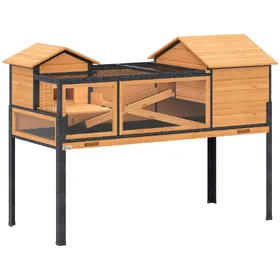 Meilleurs prix pour PawHut Maison pour tortues à 2 étages 2 chambres fenêtres rampes toit ouvrable et plateau 128 x 63 x 96 cm jaune