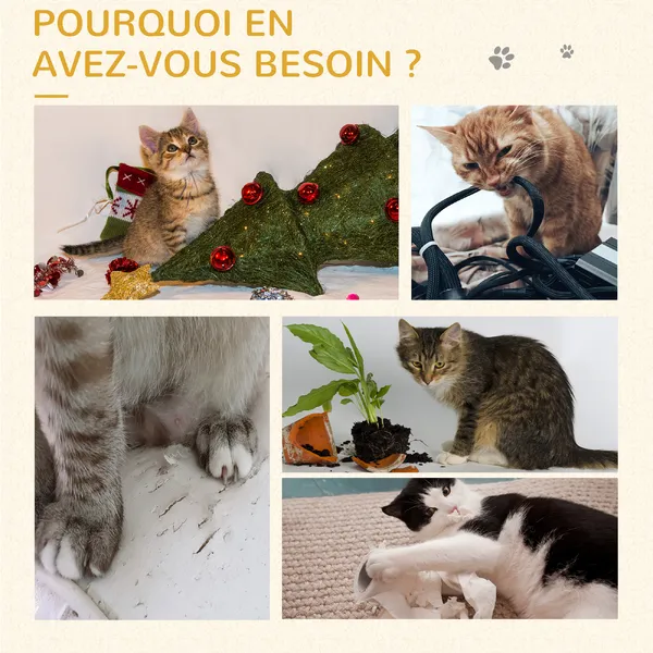 Arbre à chat griffoir 2 niveaux H. 49 cm - poteau sisal, plateforme observation, jeu de boule suspendue - jute polyester beige – photo 5