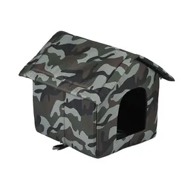 Meilleurs prix pour Chenil imperméable pour animaux de compagnie en tissu Oxford et matériau éponge, deux couleurs de camouflage au choix, salle de divertissement en plein air pour chat L(45x40x45CM)