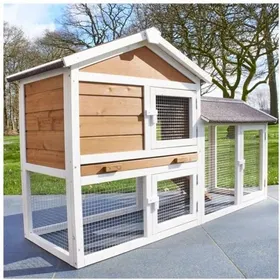 Meilleurs prix pour Cage Clapier Enclos lapin Extérieur en bois Haute Qualité pour lapins petits animaux- Modèle : 086 Belle cour 146x50x86cm