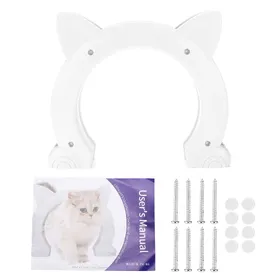 Meilleurs prix pour Chatière intérieure en plastique en forme de tête de chat avec motif arête de poisson(Noir ) blanc