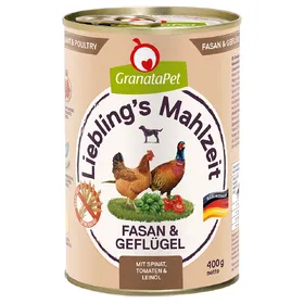 Meilleurs prix pour 6x400g Granatapet Liebling's Mahlzeit faisan & volaille nourriture pour chien humide