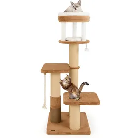 Comparer les prix de Arbre à Chat Multi-niveaux 164 cm COSTWAY, Poteaux à Griffer, Perchoir, Lit pour Chat Amovible, Plateformes de Saut, Corde en Sisal