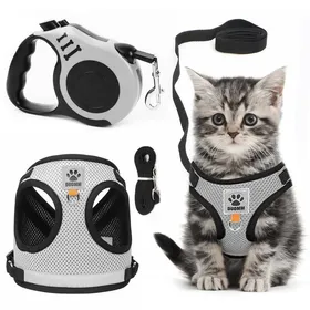 Meilleurs prix pour Harnais chat - Bleu Taille S 5 m anti-éclatement réglable doux respirant laisse - Ensemble VoltPulse