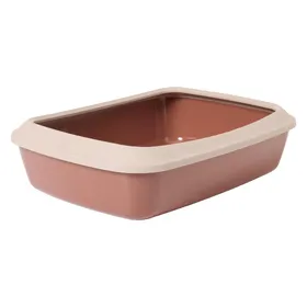 Meilleurs prix pour Bac à litière avec rebord Savic Iriz pour chat - 50 cm - rose champagne / rouge toscane