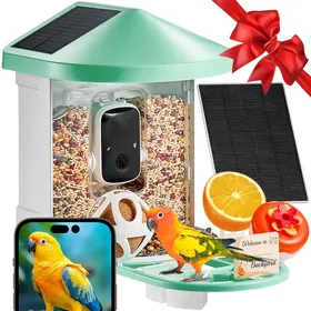 Comparer les prix de Mangeoire oiseaux caméra 2K AI, 3 panneaux solaires, capture auto, vert