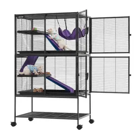 Meilleurs prix pour VEVOR Cage pour Petits Animaux en Métal 130 cm, Cage pour Furets à 4 Niveaux avec Roulettes, pour Furet, Chinchilla, Cochon d'Inde et Lapin, Barreaux Espacés 13,97 mm, Rampes, Hamac, Plateau et Portes