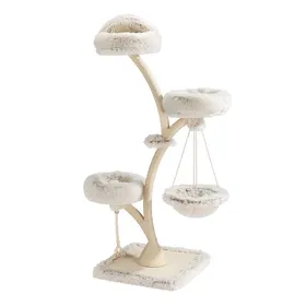 Comparer les prix de Fudajo Arbre Chat Design 59 x 59 x 169 cm Beige Charge 15 kg 3 Niveaux Forme Branche avec Peluche et Sisal Tronc de grattage Grattoi