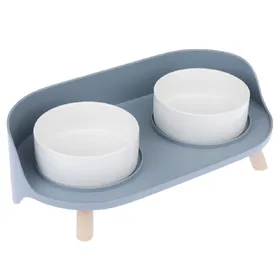 Comparer les prix de Gamelle double en céramique TIAKI pour chien et chat - capacité : 2 x 450 mL, 12,5 cm de diamètre