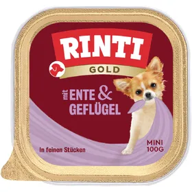 Comparer les prix de 16 x 100 g RINTI Gold Mini, canard et volaille - Nourriture humide pour chien