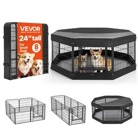 Comparer les prix de Parc Chien 61 cm 8 Côtes-VEVOR-Enclos Lapin Métal avec Toit et Fond Noir pour Chiots Chats Animaux Compagnie Salon Chambres