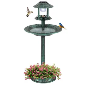Meilleurs prix pour COSTWAY 3 en 1 Mangeoire à Oiseaux sur Pieds avec Lumières Solaires et LED Base de Jardinière pour Jardin Cour Pelouse Bronze