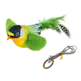 Comparer les prix de Jouet pour chat oiseau gazouillant Jouet oiseau en peluche interactif avec ailes battantes, corde élastique pour soulager l'ennui et résister aux griffures et aux morsures green