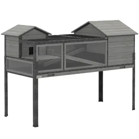 Meilleurs prix pour PawHut Maison pour tortues à 2 étages 2 chambres fenêtres rampes toit ouvrable et plateau 128 x 63 x 96 cm gris