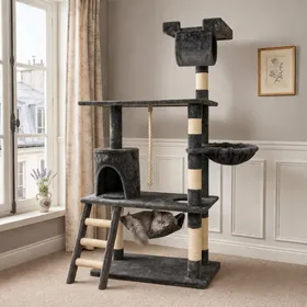 Meilleurs prix pour Arbre à chat - 141 cm - Zolia Alaké avec griffoir, sisal, corde jeu, hamacs, escalier
