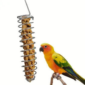 Comparer les prix de Mangeoire à Oiseaux en Acier Inoxydable - Support Durable pour Friandises et Graines pour Perroquets, Callopsittes, Gris du Gabon, Conures, Cacatoès, Aras 1pc brown