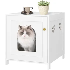 Comparer les prix de Armoire à Chats - Meuble de Litière Caché en Bois Blanc - Pour Salon Chambre Référence CB82213X