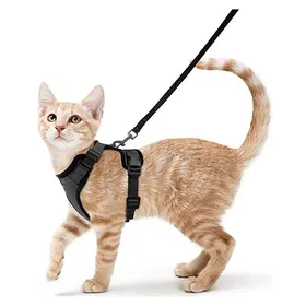 Comparer les prix de Harnais et laisse pour chat pour la promenade, Harnais gilet doux réglable anti-évasion pour chats, Contrôle facile (GRAY,S) grise