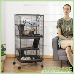 Comparer les prix de Cocosity Cage Pour Petits Animaux Portable À 4 Niveaux Cage Chinchilla Cage Furet Avec Roulettes 2 Portes 3 Rampes Hamac Et Pla