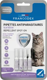 Meilleurs prix pour Pipettes antiparasitaires icaridine Francodex pour chat - Lot de 3x 4x 1mL